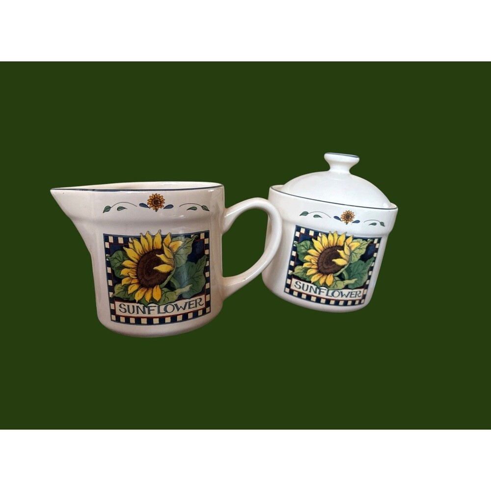 Susan Winget Cream And Sugar Set 1999 Sunflower Pattern